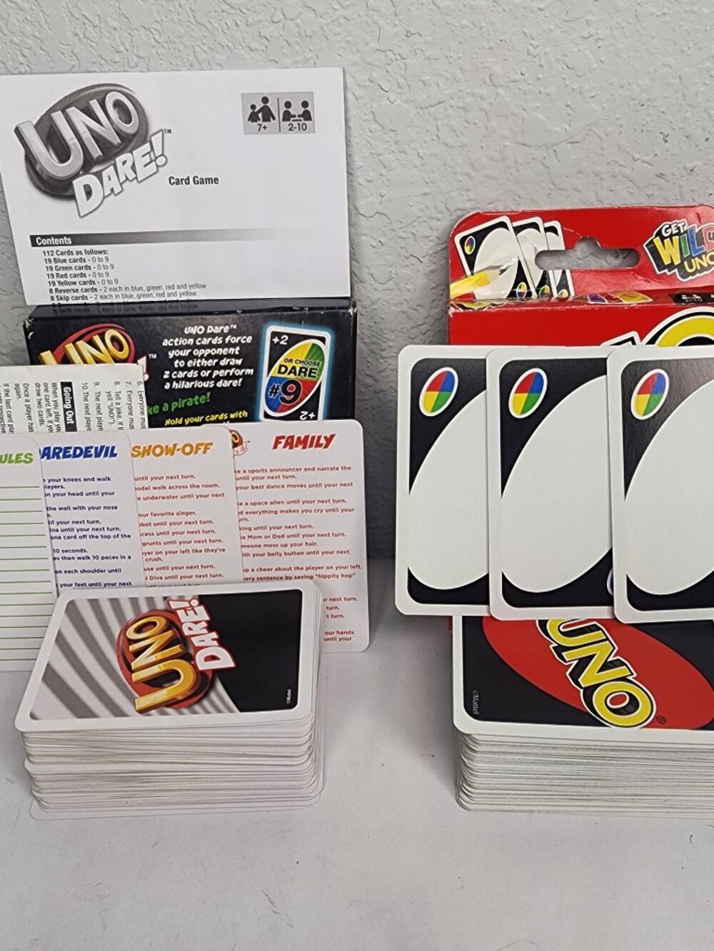 Lot of 2 - UNO and UNO Dare Card Games Kids Adults Family